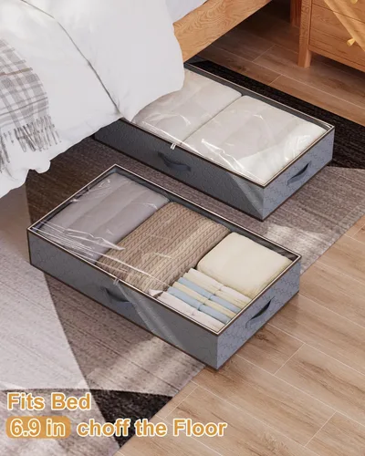 Vista 6 de Almacenamiento grande debajo de la cama, [2 unidades/tela inferior mejorada] Diseño apto para alfombras debajo de la cama contenedores