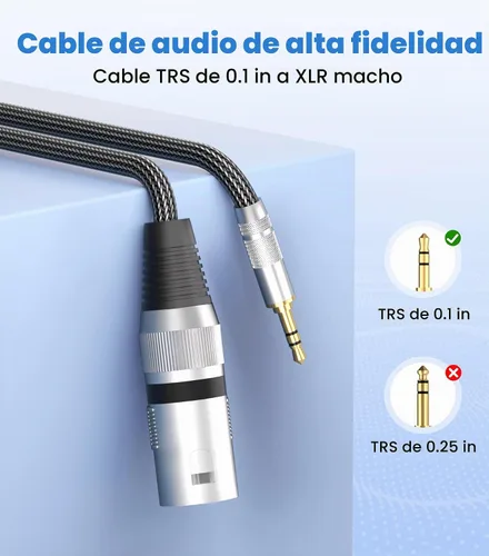 Vista 2 de Tisino - Cable de micrófono desequilibrado de 3,5 mm a XLR macho, adaptador de mini jack de 1/8 pulgadas a XLR - 0,5 m/1,6 pies 1/8 Inch to XLR