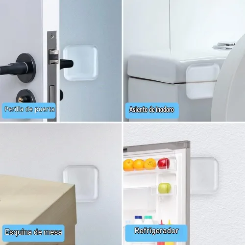 Vista 6 de Juego de protectores de pared para tope de puerta cuadrado transparente - 6