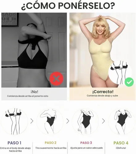 Vista 5 de SHAPERX Body de tanga con control de abdomen para mujer, sin costuras, cintura Tanga beige.