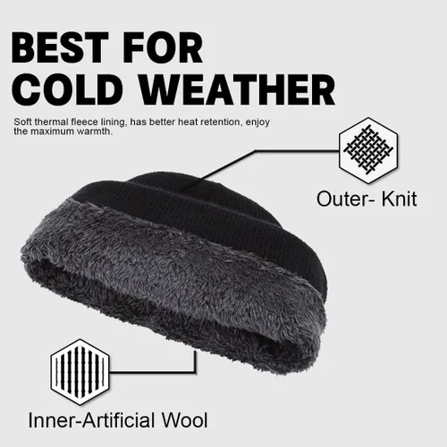 Vista 4 de PBOX Gorro de punto de invierno para hombres y mujeres unisex cálido y cómodo con puños
