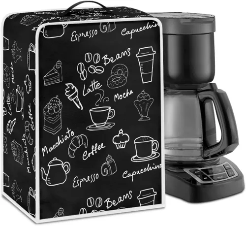 Vista 37 de Funda para cafetera, poliéster, azul, se adapta a la mayoría de máquinas de café estándar, protector resistente al polvo, huellas dactilares