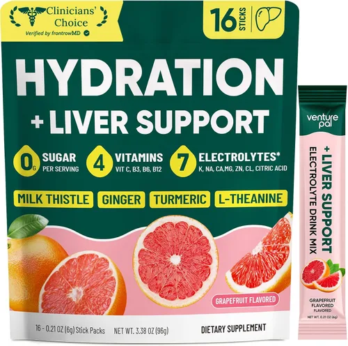 Vista 12 de Paquetes de hidratación Venture Pal + apoyo al hígado - Polvo de electrolitos líquidos diarios IV con 7 electrolitos y 5 vitaminas, cardo mariano +