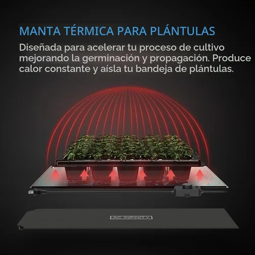 Vista 2 de AC Infinity SUNCORE S3 - Alfombrilla impermeable para plántulas con controlador de calor de 10 x 20.75 pulgadas, almohadilla térmica