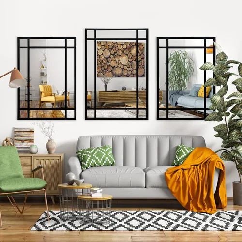 Vista 9 de HQiJun Espejo rectangular negro, espejo de pared decorativo de granja para entrada, sala de estar, dormitorio, pasillo, chimenea, decoración