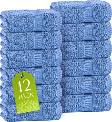 Vista 41 de Toallas de mano blancas clásicas para baño [paquete de 12] Toallas de mano de algodón a granel para gimnasio, cocina y spa, 16x27 pulgadas, toallas