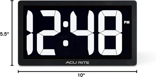 Vista 7 de AcuRite 75114M Reloj digital LED de 10 pulgadas con atenuación automática de brillo, blanco