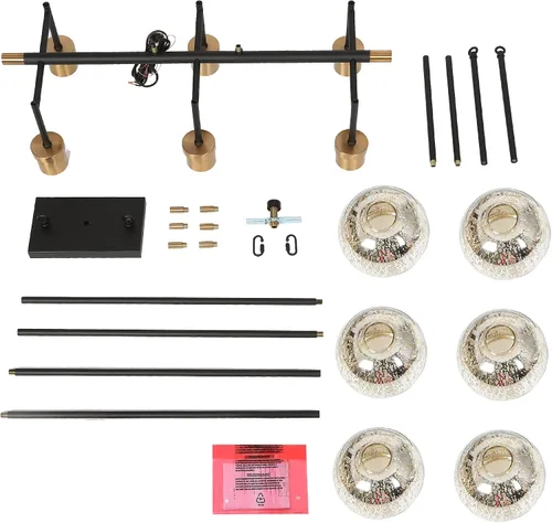 Vista 9 de KSANA Lámpara de comedor, candelabro moderno de metal negro dorado para isla de cocina con pantallas de vidrio mercurio, 27.5