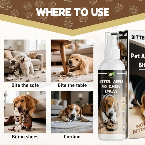 Vista 4 de Spray de manzana amarga para que los perros dejen de masticar, spray antimasticable para perros, espray disuasorio para proteger muebles, zapatos