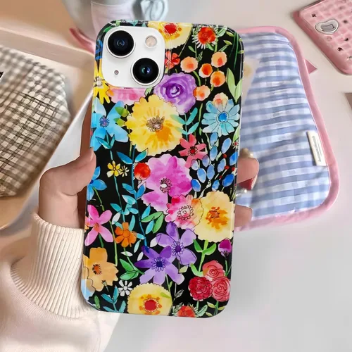 Vista 5 de J.west Funda compatible con iPhone 14 para mujer, bonito diseño floral femenino, patrón kawaii de flores silvestres en acuarela para niñas