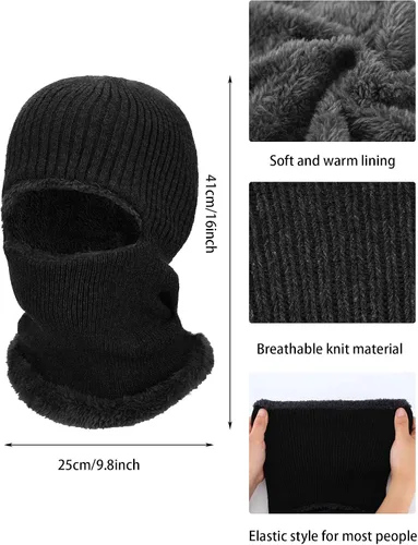 Vista 3 de 2 máscaras faciales de invierno para esquí, pasamontañas de punto cálido para hombres y mujeres, forro polar resistente al viento para deportes al
