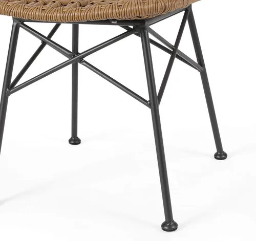 Vista 9 de GDFStudio Silla de comedor de mimbre al aire libre (juego de 2), marrón claro y negro