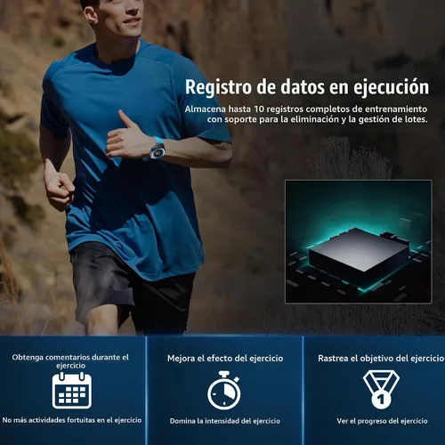 Vista 4 de EZON Reloj GPS para correr con alarma de ritmo de distancia, contador de calorías y cronómetro para hombres (azul)