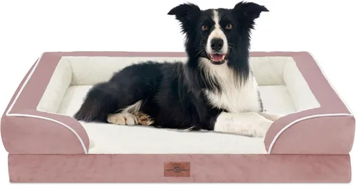 Vista 114 de Comfort Expression - Cama ortopédica para perros medianos, 28 x 19 pulgadas, cama impermeable y de apoyo de espuma con cojines removibles, sofá