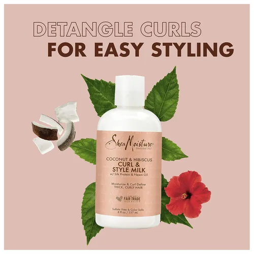 Vista 6 de SheaMoisture Acondicionador de coco e hibisco para cabello seco y rizado sin sulfato de coco e hibisco, 24 onzas líquidas y leche