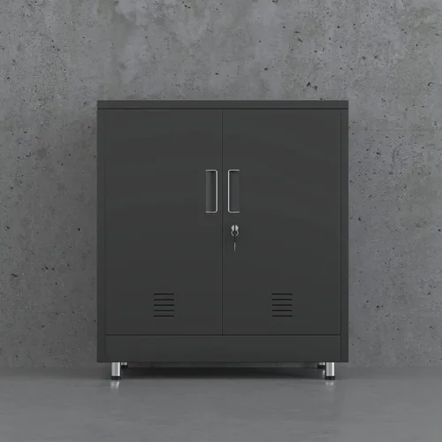 Vista 9 de JINGUR Armario de almacenamiento de metal con puertas de bloqueo y estante ajustable, pequeño aparador con cerradura para oficina en casa, pasillo