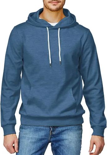 Vista 4 de H2H Sudadera con Capucha Tipo Pullover para Hombre, Ligera, de Manga Larga, con Bolsillo Canguro, Ajuste Ceñido, Básica, Casual, Suéter