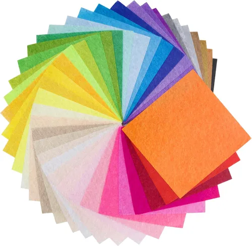Vista 12 de Hojas de tela de fieltro de 6 x 6 pulgadas para manualidades, 0.039 in de grosor, papel de fieltro de colores surtidos para manualidades de costura