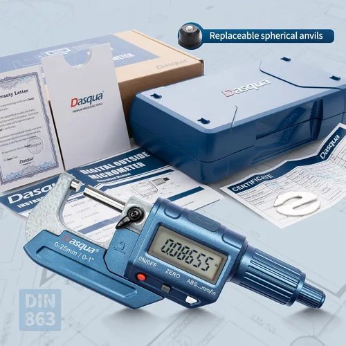 Vista 6 de Dasqua Micrómetro exterior digital de precisión, herramientas de medición para uso en mecanizado e industrial, precisión de 0 a 1 pulgada 0.002 mm