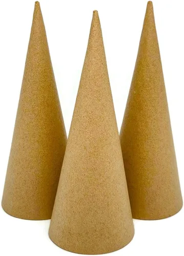 Vista 14 de Paper Mache Cone - Paquete variado de 3 unidades, 13.75 x 5, 10.63 x 4, 7 x 3 pulgadas.