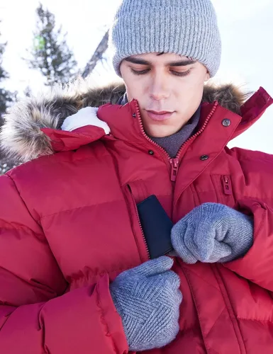 Vista 5 de Abrigo largo de invierno para hombre, con capucha, forro polar cálido y resistente al agua