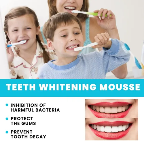 Vista 4 de Mousse blanqueador de dientes – Espuma refrescante de limpieza profunda para el aliento Pasta de dientes Natural Agua de lavado bucal Espuma