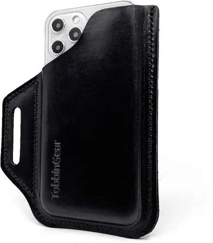 Vista 8 de TobbinGear Funda de cuero para teléfono móvil con clip para cinturón, bolsa de cinturón de cuero, funda universal para teléfono en el cinturón
