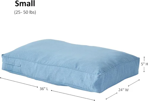 Vista 7 de Casey - Cama rectangular para perros (36 x 24 pulgadas) de mezclilla para interiores y exteriores, estilo almohada