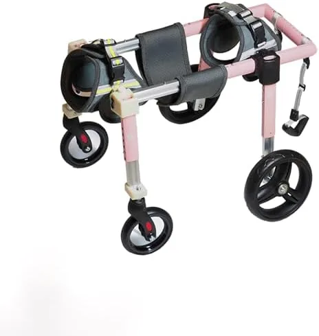 Vista 7 de Silla de ruedas ajustable de 4 ruedas para perro, ayuda para la movilidad de las piernas traseras para perros, soporte completo para patas Azul