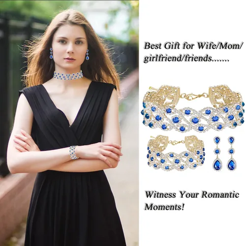 Vista 5 de Paxuan Collar de gargantilla nupcial de cristal de diamantes de imitación para mujer