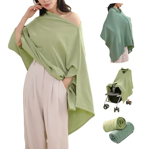 Vista 11 de TADO MUSLIN Paquete de 2 fundas de muselina para lactancia materna, 100% algodón orgánico, para mamá, delantal de lactancia de privacidad, suave