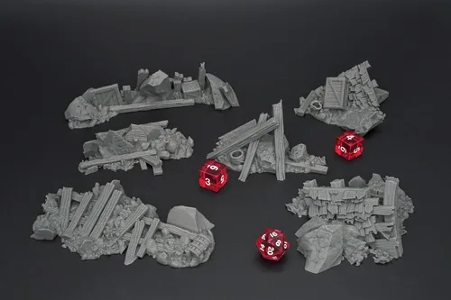 Vista 2 de EnderToys Urban Rubble - DND Terrain - Escenario de 1.260 in para miniaturas de mesa