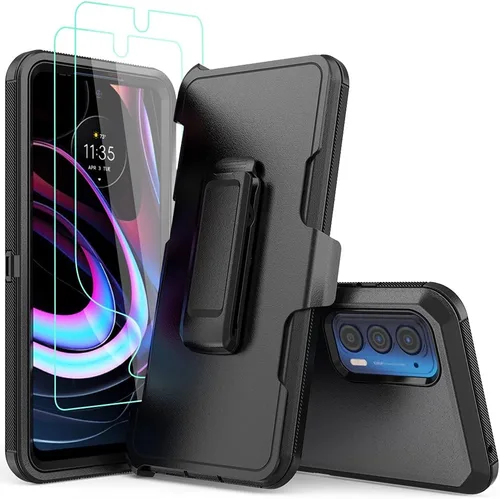 Vista 2 de Funda compatible con Motorola Edge 2021/Edge 5G UW 2021, resistente, a prueba de golpes, protección de cuerpo completo, con funda de clip para Negro