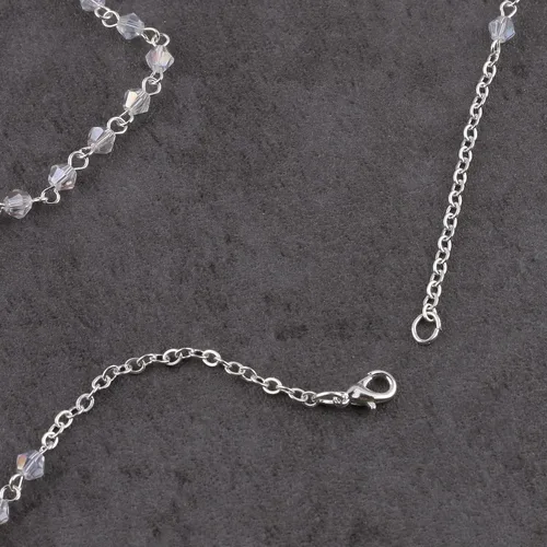 Vista 6 de HanlinCC Collar de rosario milagroso chapado en plata brillante con cuentas de cristal facetado de 0.157 in con caja de regalo para mujeres