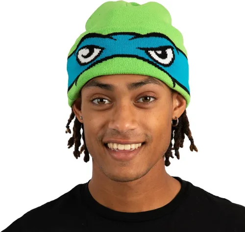 Vista 5 de Bioworld TMNT Rolldown Raph Adult Mesh Eye Green Beanie