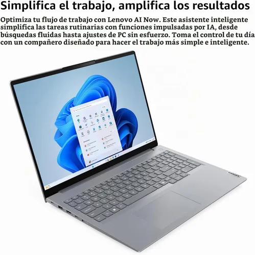 Vista 3 de Lenovo ThinkBook - Laptop empresarial de 16 Gen 8, pantalla WUXGA IPS de 16 pulgadas, Intel Core Ultra 7 255H, RAM DDR5 de 32 GB, SSD PCIe de 2 TB