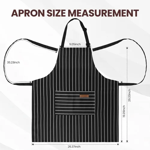 Vista 2 de Serrenf Paquete de 2 delantales, delantales de cocina de cocina, delantal ajustable con 2 bolsillos para hombres y mujeres, delantal de chef