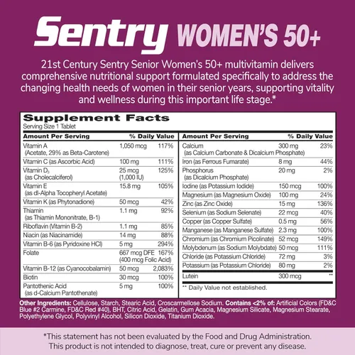 Vista 12 de 21st Century Sentry Senior Women 50 Plus Tablets, 100 unidades (27542)