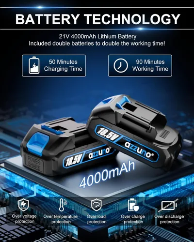 Vista 5 de AZZUNO Mini motosierra, motosierra eléctrica portátil de 6 pulgadas, inalámbrica, pequeña motosierra de mano con 2 baterías recargables y 2 cadenas