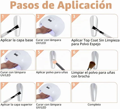 Vista 6 de Polvo de uñas con efecto espejo súper brillante