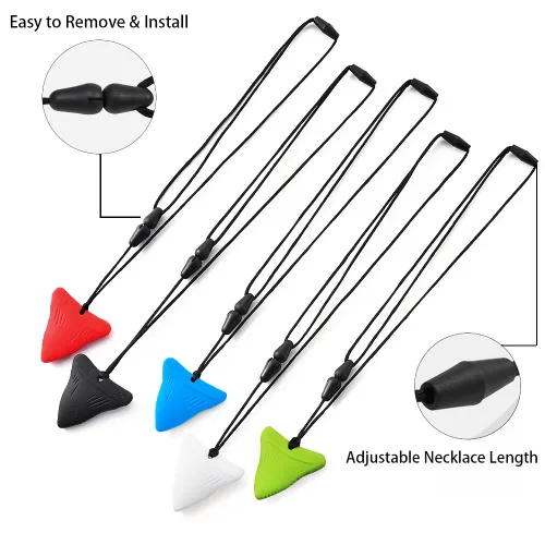 Vista 3 de 5 collares sensoriales masticables para niños sensoriales, collar de diente de tiburón, tratamiento de mordida de uñas para niños y adultos, YQZIYOU