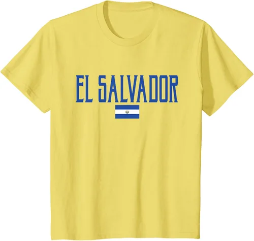 Vista 40 de Camiseta de texto azul con bandera de El Salvador, Negro, S