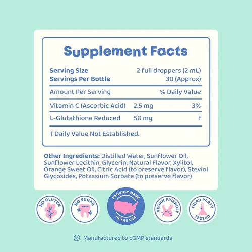 Vista 4 de JoySpring Suplemento de glutatión liposomal para niños Apoya el habla y el contacto visual 50 mg de gotas antioxidantes de L-glutatión