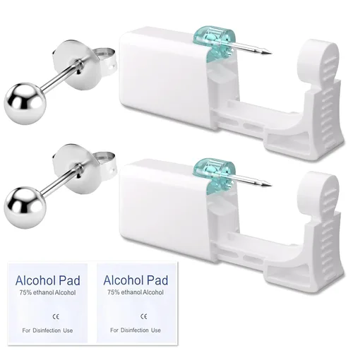 Vista 17 de Kit de perforación de orejas YINPAD - Pistola de perforación desechable cargada previamente con clavos de diferentes estilos de 5MM, kit