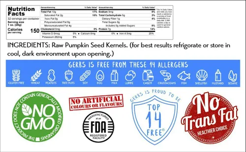 Vista 2 de GERBS - Granos de semillas de calabaza, 8 sabores, de los mejores 14 alimentos libres de alergias alimentarias, no OMG, vegano, Kosher, orgánico