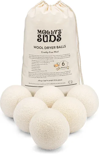 Vista 6 de Molly's Suds Bolas de Lana para Secadora XL, Suavizante de Telas Orgánico Premium, Hipoalergénico, Afieltrado a Mano, Reutilizable, Reduce