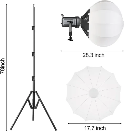 Vista 8 de GVM - Kit de luz de video RGB de 150 W, 2700 K ~ 7500 K, luz de video LED bicolor, kit de iluminación de estudio de fotografía con linterna softbox