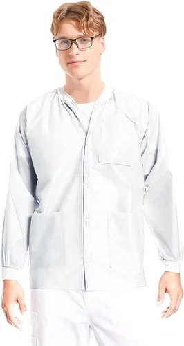 Vista 58 de Paquete de 10 chaquetas desechables de laboratorio, chaqueta médica reutilizable hasta la cadera, unisex, con puños de punto y bolsillos