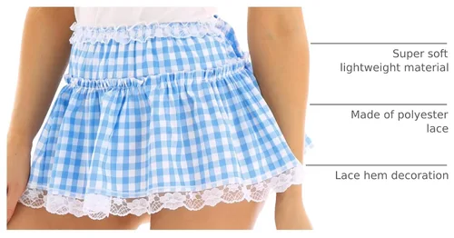 Vista 4 de iiniim Minifalda plisada con volantes de encaje a cuadros para mujeres y niñas Azul/claro