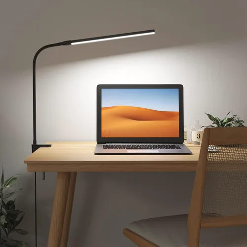 Vista 9 de Lepro Lámpara de Escritorio con Clip LED Luz de Lectura Regulable USB Pequeña Lámpara de Abrazadera con 3 Modos de Color 10 Niveles de Brillo, Luz